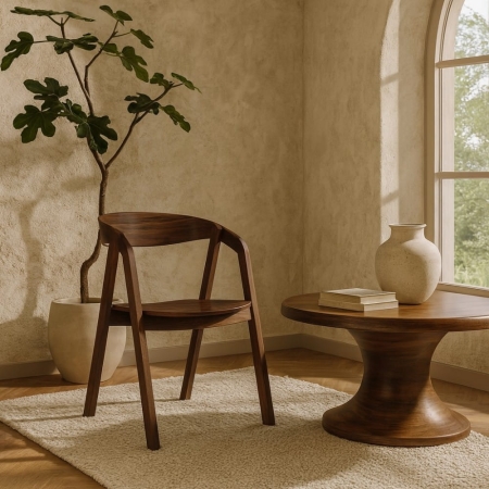 Krzesło Hugo z litego buku - w aranżacji salonu ewoodland.pl