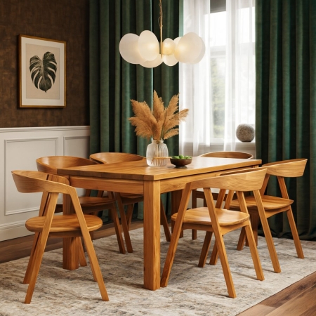 Stół dębowy rozkładany Gretha - w aranżacji eleganckiej jadalni ewoodland.pl