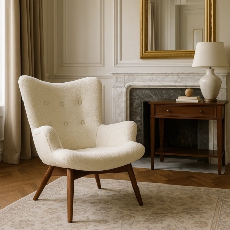 Komfortowy fotel tapicerowany Angel - w aranżacji nowoczesnego salonu ewoodland.pl