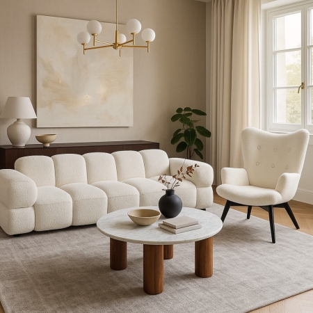Sofa MUFFLE — aranż salonu, tkanina Euphoria
