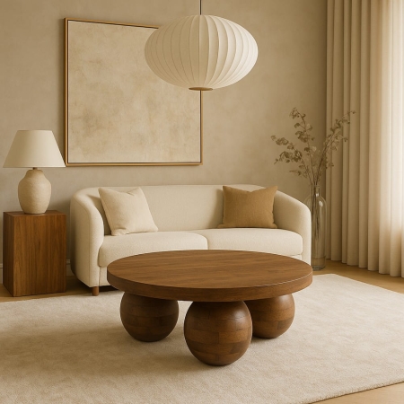 Stolik kawowy Siena brązowy - w aranżacji nowoczesnego salonu ewoodland.pl