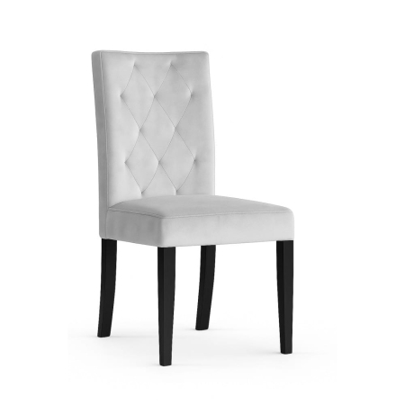 Krzesło tapicerowane Orlando - widok profilowy, szara tkanina i czarne nogi ewoodland.pl