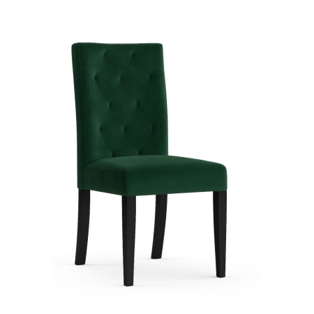 Krzesło tapicerowane Orlando - widok profilowy, zielona tkanina i czarne nogi ewoodland.pl