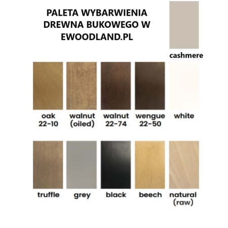 Wybarwienie drewna - widok dostępnych kolorów wybarwienia nóg ewoodland.pl
