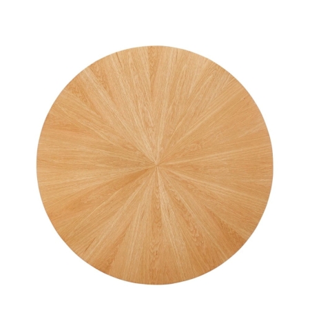 stół okrągły tulia 100 cm dąb naturalny czarna podstawa, widok blatu z góry ewoodland.pl