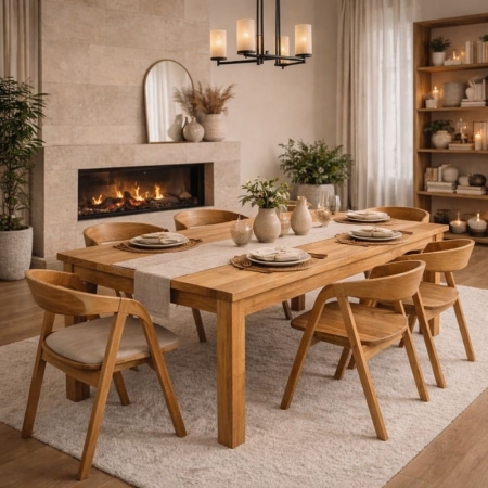 Stół dębowy LEON z litego dębu w naturalnej jadalni