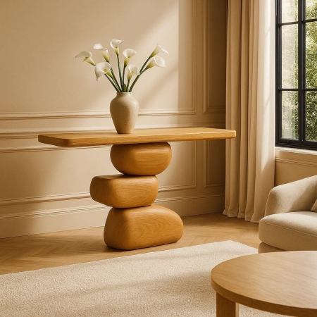 konsola dębowa zen 115x30 w holu aranżacja premium, kolor dąb ewoodland.pl