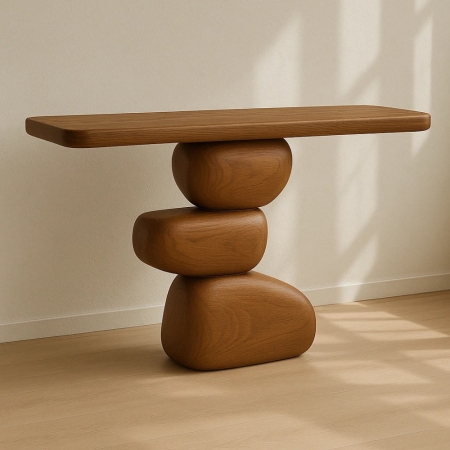 Konsola Zen orzech 100x40 widok profilowy z litego dębu ewoodland.pl