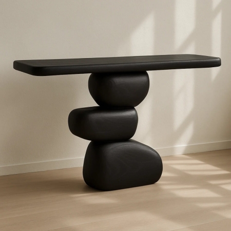 Konsola Zen czarna 130x40 widok profilowy premium ewoodland.pl