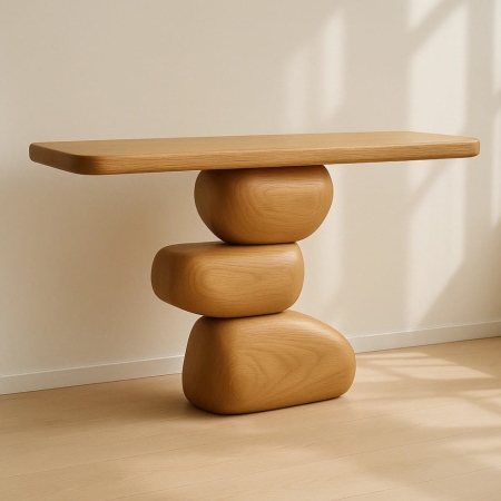 Konsola Zen dąb naturalny 120x40 widok profilowy lity dąb ewoodland.pl