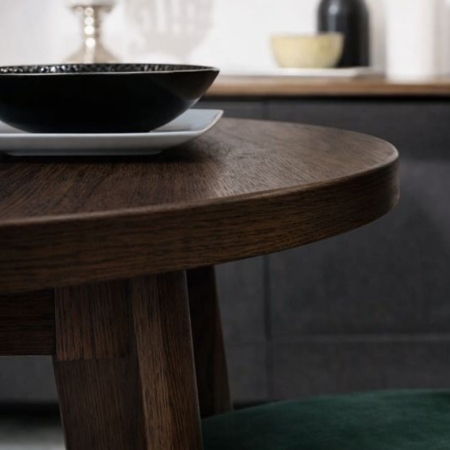 Blat stołu VELORA z naturalnego forniru dębowego i litym obrzeżem