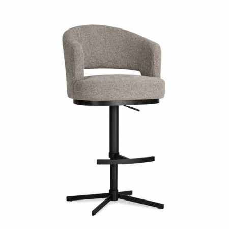 Hoker tapicerowany z regulacją wysokości Haga obrotowy, czarna podstawa - widok profilowy ewoodland.pl