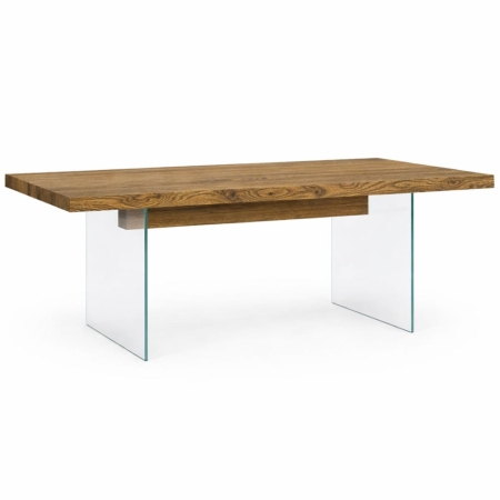 stół velar glass dąb rustical designerski stół dębowy na szklanych nogach