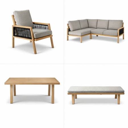 zestaw ogrodowy Vera komplet mebli ogrodowych szare poduszki ewoodland.pl