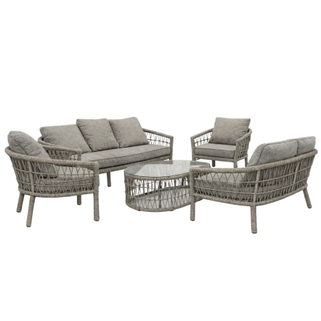 zestaw ogrodowy Emma szary komplet rattanowy sofa fotele stolik meble ogrodowe ewoodland.pl