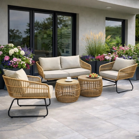 zestaw ogrodowy Zakynthos rattanowy komplet sofa fotele stoliki aranżacja tarasu ewoodland.pl