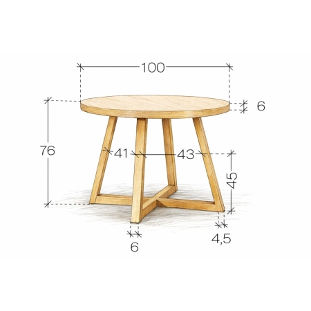 okragly-stol-gambit-fornir-debowy-rozkladany-100-cm-szkic-wymiarowy