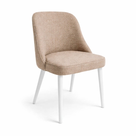 Krzesło tapicerowane Nola - widok profilowy, białe nogi ewoodland.pl
