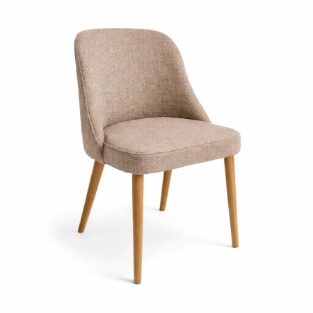 Krzesło tapicerowane Nola - widok profilowy, nogi dąb ewoodland.pl
