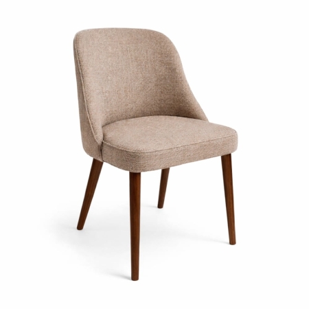 Krzesło tapicerowane Nola - widok profilowy, nogi orzech ewoodland.pl