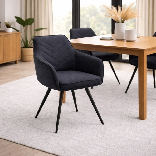 Przejdź do produktu Krzesło MIREA – obrotowe krzesło do jadalni ze sprężynami kieszeniowymi, czarne