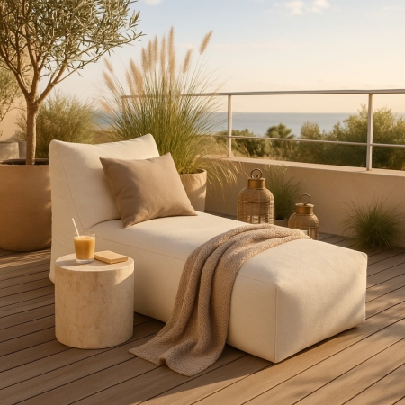 leżanka outdoor beżowa taras premium