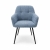 Krzesło z podłokietnikami tkanina brego niebieska czarne metalowe nogi widok frontu