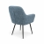 Krzesło z podłokietnikami tkanina brego niebieska czarne metalowe nogi tył