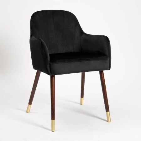 Krzesło tapicerowane Tulip Plus czarne, siedzisko z pasami tapicerskimi - widok z frontowy ewoodland.pl