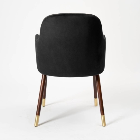 Krzesło tapicerowane Tulip Plus czarne, siedzisko z pasami tapicerskimi - widok z tyłu ewoodland.pl