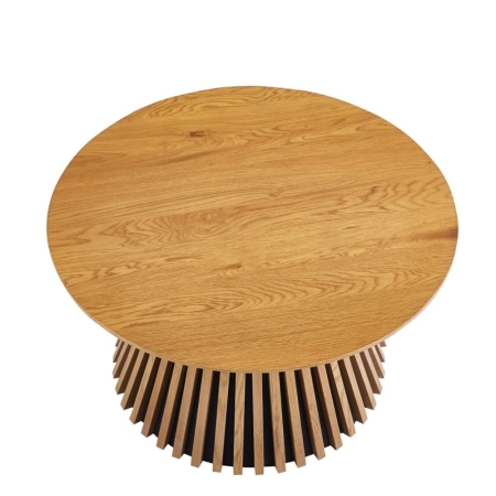 stolik kawowy valenti 80 cm dąb naturalny lamelowa podstawa widok od góry