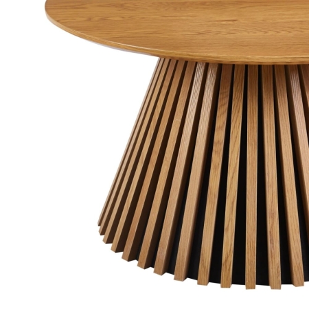 stolik kawowy valenti 80 cm dąb naturalny lamelowa podstawa - zbliżenie