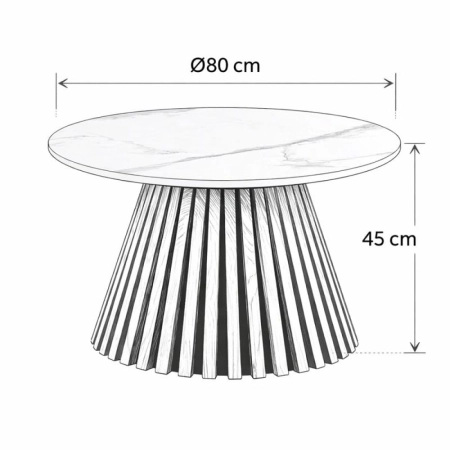 Szkic wymiarowy stolika kawowego Valenti