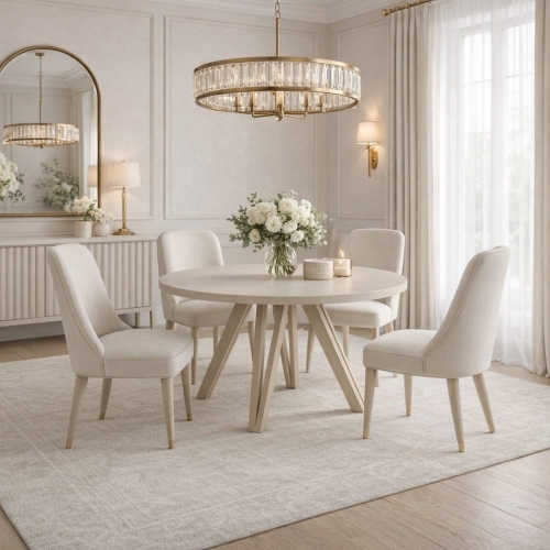 Przejdź do produktu Stół BRENNA kaszmir – okrągły rozkładany Ø100–180 cm