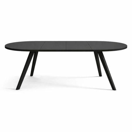 stół Brenna czarny okrągły 100 180 cm rozłożony