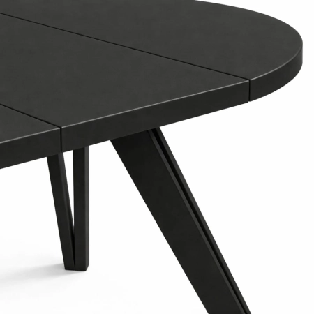 stół Brenna czarny okrągły rozkładany 100 180 cm zbliżenie