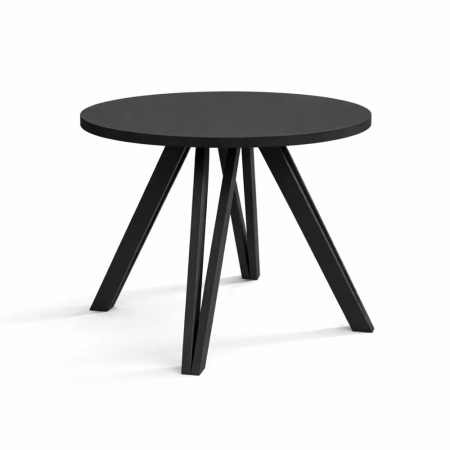 czarny stół Brenna okrągły w jadalni styl naturalny złożony