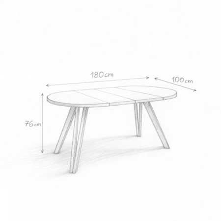 szkic wymiarowy stołu Brenna