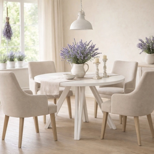 Przejdź do produktu Stół BRENNA biały – okrągły rozkładany Ø100–180 cm