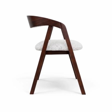 Drewniane krzesło Mila tapicerowane siedzisko i oparcie orzech bok