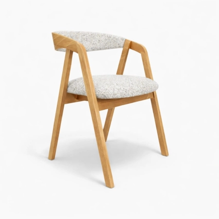 Drewniane krzesło Mila tapicerowane siedzisko i oparcie dąb