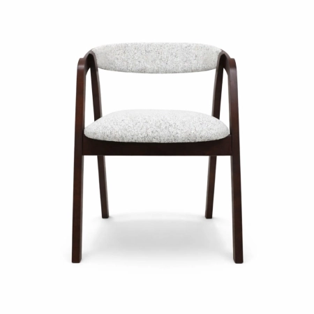 Drewniane krzesło Mila tapicerowane siedzisko i oparcie orzech front