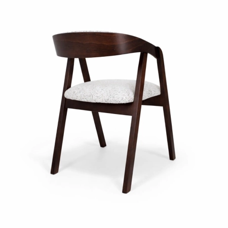 Drewniane krzesło Mila tapicerowane siedzisko i oparcie orzech tył