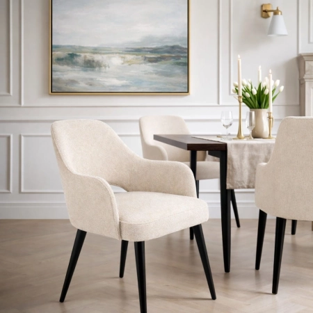 Mira - krzesło tapicerowane do jadalni z podłokietnikami aranżacja