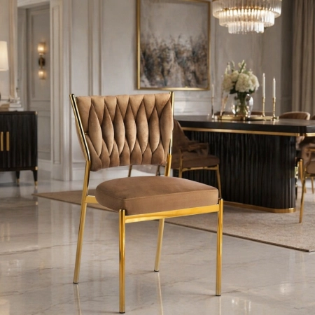 Krzesło Rosse Chic plecione velvet cappuccino aranżacja