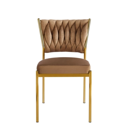 Krzesło Rosse Chic plecione velvet cappuccino front