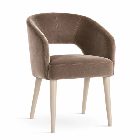 krzesło INES SUPREME na nogach taupe w tkaninie BLUVEL do eleganckiej jadalni