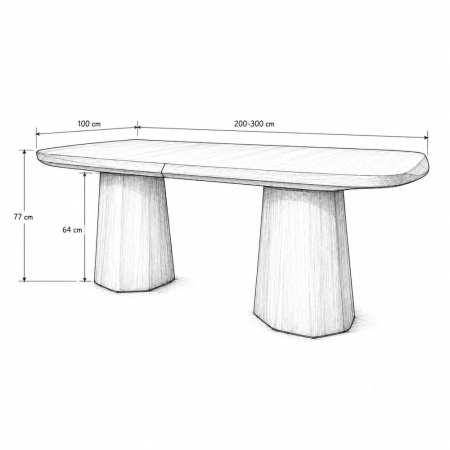 stół Pierre 200–300 cm personalizowany rysunek architektoniczny z wymiarami ewoodland.pl