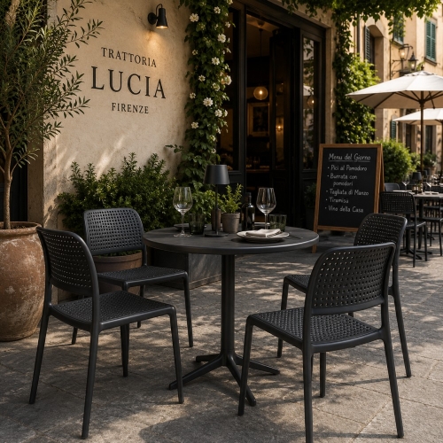 Przejdź do produktu Krzesło zewnętrzne Bora Bistrot antracytowe sztaplowane