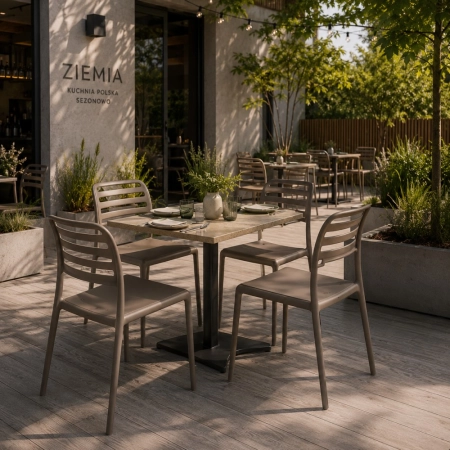 krzesło Costa Bistrot tortora taupe w aranżacji nowoczesnej restauracji ewoodland.pl